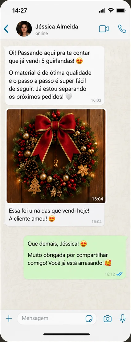 Conversa real de aluna vendendo guirlandas 1